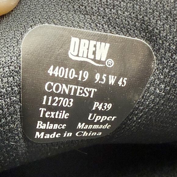 Drew Mens Contest Sneakers US 9.5 WIDE Black Fabric Hook and Loop SR NWOB main image 13